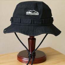 1 件夏季户外徒步帽防晒帽渔夫帽大檐防晒帽太阳帽西部牛仔帽带抽绳适合徒步旅行 - 彩色 - 查看 5