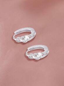 1 par de brincos de argola em prata esterlina S925 com design de coração vazado, brincos personalizados minimalistas e elegantes, presente para mulheres