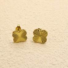 1 Set bestehend aus 18 Karat vergoldetem handgefertigtem, poliertem Kleeblatt- und Blumendesign Armband, Halskette und Ohrringe, hypoallergen und nicht verblassend, geeignet für täglichen Gebrauch von Frauen und als Geschenk