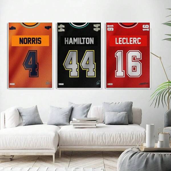 1pc Sports Star Racer Soccer Shirt Poster Formula World Champion Canvas Painting Racing Wall Art Room Home Decor No Frame