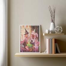 1 Pc Canvas Painting,Witches, Bookshelf, Cauldron, Cats, Wand,Wood Framed Painting (1) Thickness 2.5 Cm/ 1 Inch-Home Decoration For All Occasions,Ideal New Year, Valentine's Day,Thanksgiving,Easter,Christmas Gift,Room Decoration Aesthetic,Wall Decoration Art,Perfect Gift,Autumn And Winter Wall Decoration,Living Room Decoration, Bedroom Decoration, Kitchen Decoration, Entry Decoration, Bathroom Decoration, Direct Wall Painting, High Quality Wall Painting Poster,Modern Home Decoration Stretched And Framed Ready To Hang - trái cam - Xem 5