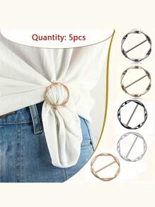 5pcs Multifunctional Alloy Buckle Set Metal Scarf Ring Clip T-Shirt Clip, Multi-Purpose Full Match, Easy Knotting And Waist-Tightening Accessories, Shortening Crafts, Corner Knots, Belts, Belts And T-Shirt Buckles, T-Shirt Short-Sleeved Shortening Artifact Versatile Clothes Corner Hem Knotting Buckle Spring And Summer Scarf Buckle Belt Buckle Metal Japanese Buckle,