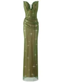 Elisanya Astony One 新款女士露肩优雅大气晚礼服连衣裙 - 綠色 - 查看 2