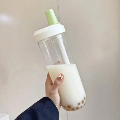 Tazze per bubble tea/caffè in plastica con capacità da 500/850ml, con coperchi, cannucce e ampio spazio per bere, anti-gocciolamento