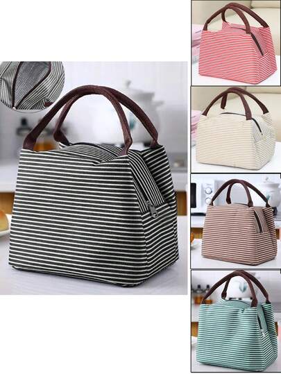 1 pieza Bolsa de almuerzo escolar con bolsa de mano, bolsa de almuerzo portátil con aislamiento y forro de aluminio impermeable, bolsa de almuerzo para la escuela, bolsa de comida portátil para la oficina, bolsa de picnic impermeable para caja de bento, bolsa de camping para picnic de viaje, accesorios escolares, suministros universitarios, bolsa de vuelta a la escuela para mujeres, bolsa refrigeradora, accesorios de picnic