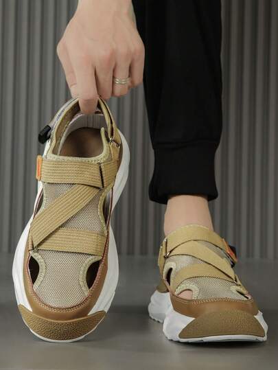 Sports Sandals & Slippers, Outdoor Sports Sandals For All Seasons, Frame Shoes, Business Casual Thick-Sole Summer Sandals, Beach Shoes, Breathable Comfortable Hook-And-Loop Adjustable Men's Cross Shoes, Men's Summer Sandals, Summer Sports Shoes