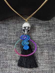 Colar de esqueleto colorido vintage feito à mão com arco-íris, joia elegante e clássica, lembrança, presente ideal para o Dia dos Namorados, aniversário