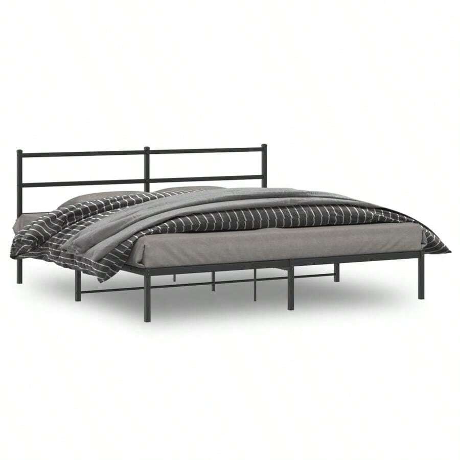 Bed Frame Black Powder-Coated Steel King Metal Bed Frame-1210 - Multicolor - View 1