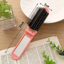 2 in 1 rosa kompakter Handtaschenspiegel mit statischer Kämme - faltbar, tragbares Design, ohne Batterien, Spiegel und Kamm 2 in 1 - perfekt für Nachbesserungen jederzeit und überall