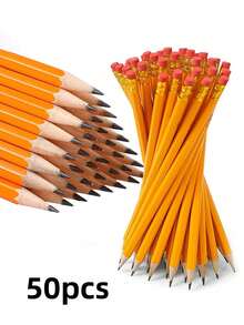 50 chiếc/30 chiếc/20 chiếc/10 chiếc/5 chiếc Bút chì gỗ màu ngẫu nhiên kèm tẩy, Bút chì HB cho học sinh viết, Đồ dùng văn phòng & vẽ, Nắp tẩy màu ngẫu nhiên, Đồ dùng học tập, Quay lại trường học - Nhiều màu - Xem 13