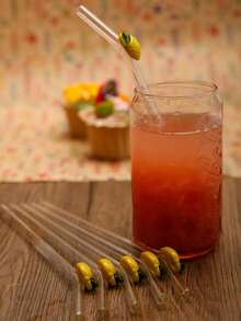 4Pcs Reusable Glass Straws With Summer Lemon Decoration, Bachelorette Bridal Party Decor, Fresh Atmosphere, Drinking Straws Set + Cleaning Brush,Straws, For Hot & Cold Beverages, Cocktails, Coffee, Juice & Parties, Easy To Clean, Stylish Design - Style 1 - View 5