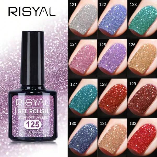 RISYAL Nail Sequin Glitter Gel Polish, Disco Glue New Party Gel Nail Polish