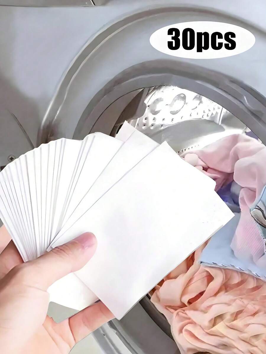 Laundry Bubble Paper, 30-240Pcs, Power Concentrated Laundry Detergent Paper Sheets For Underwear And Clothes Cleaning, Antibacterial And Mite Removal, Decontamination, For Home, Dorm, Travel, Cleaning Supplies, Back To School Supplies,Powerful Stain Remover For Clothes, Juice Prints, Mud Stains, Coffee Spills - White - View 1