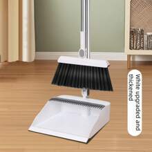 2pcs Home Broom, Dustpan And Brush Set, Thickened Broom, Long Handle Brush And Dustpan, Non-Stick Hair Floor Cleaning Tools For Home, Office, School Dorm, Cleaning Supplies, Cleaning Gadgets
