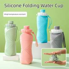 600ml Large Capacity Silicone Folding Water Bottle, Triangle Diamond Pattern, Portable For Outdoor Travel, Fresh Color Silicone - Multicolor - View 4