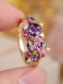 Vanel 1 件女士奢华几何多色锆石戒指，可作为生日、周年纪念或派对礼物 - 戒指 - 查看 20