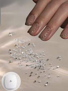 100 piezas Tachuelas metálicas de estilo japonés en forma de semicírculo, remaches de base plana de color plateado para decoración de uñas al por mayor, para diseños de uñas sencillos, suministros de arte de uñas, decoraciones de arte de uñas, diseño de uñas DIY, uñas, accesorios para uñas, encantos de arte de uñas, gemas para uñas