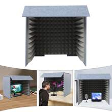 Portable Soundproof Booth Desktop Vocal Recording Booth Square Sound Proof Box Cover Vocal Absorbing Shield Music Recording Equipment To Filter Vocal For Microphone Studio Sound Recording