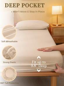 2/3 Pcs Fitted Sheet Set, Bedding, Solid Color Bed Sheet Set, Soft And Comfortable Bedding, Skin-Friendly Bed Cover Set, Room Decor For All Season, Halloween Gift, Mattress Protector For Bedroom, Fits For Single, Twin, Full, Queen And King Size Bed, 1 Fitted Sheet And 1/2 Pillowcases, Machine Washable
