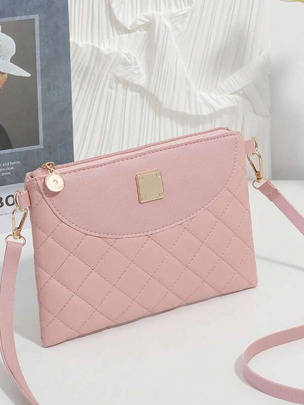 Women Quilted Embroidery Line Envelope Shoulder Bag, Korean Style New Personalized Coin Purse