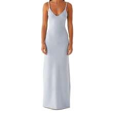 Women's Twisted Straps Bodycon Long Maxi Dress Summer Sleeveless Spaghetti Straps Slim Fit Deep V-Neck Backless Cami Dress Party Clubwear Holiday Beachwear Solid Color Tank Dress Sundress - 藍色 - 查看 9