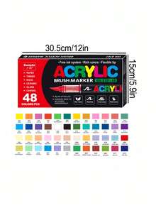 240/200/168 couleurs stylos marqueurs liquides acryliques résistants à l'eau, pointe de pinceau souple, marqueurs de peinture acrylique opaques et blendables, pour canevas, peinture sur roches, bois, pierre, verre, céramique, peinture sur tissu, DIY, graffitis - Multicolore - Voir 24