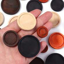 10pcs/Pack Vintage Wooden Round Cabochon Tray, 12/20/25/30mm Jewelry Making Base, Desktop Decor, DIY Craft Supplies - Wooden Base - View 3