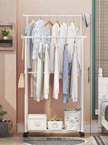 1pc Large Household Bestselling Simple Movable Coat Rack,Balcony Clothes Drying Rack,Floor Standing Storage Rack For Shoes & Hats
