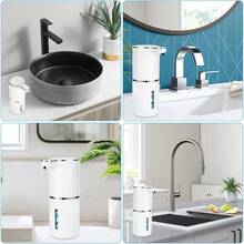 380 ml automatischer Seifenspender, wiederaufladbar, berührungslos, integrierter hochpräziser Smart-Sensor, 4 einstellbare Stufen, für Badezimmer, Küche, Büro, für Badezimmer, Küche - Weiss - Übersicht 6
