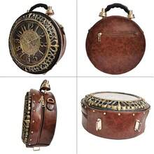 Vintage Crossbody Shoulder Bag With Battery Powered Clock Functionality - Nâu - Di chuyển Tick - Xem 3