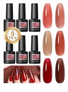 coscelia 6PCS Soak Off Gel Nail Polish Set 7ML Crystal Jelly Pink Red Brown Nail Gel Polish Needed UV/LED Nail Lamp, Summer Gel Nail Polish Kit Manicure Kit Nail Supplies For Women DIY Nail Art Salon Gift