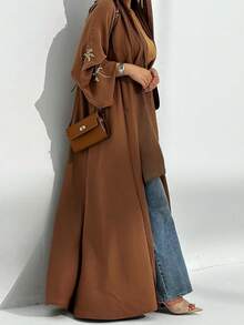 Modest Muslim Middle Eastern Dubai Fashion Abaya Dress With Embroidery & Sequins, Without Headscarf