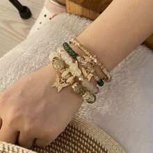 4 piezas Pulseras estilo bohemio con mariposas, joyería versátil y sencilla de uso diario unisex