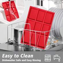 迷你面包盘硅胶烘焙模具适用于迷你面包蛋糕和面包、肉饼、玉米面包、布朗尼、松饼、矩形肥皂块、树脂环氧树脂 - 紅色 - 查看 4