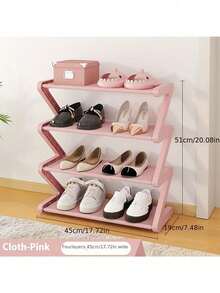 1pc 4-Tier Z-Shaped Shoe Rack, Plastic Freestanding Storage Shelf, Multifunctional Large-Capacity Storage Rack,Easy Assembly Floor Mounted Organizer For Living Room, No-Tool Installation, Stackable Home & Dorm Room Essential,Save Space, Home Organization Shoes And Boots Storage Sundries, Suitable For Corridors, Closets, Living Rooms, Bedrooms - 彩色 - 查看 13