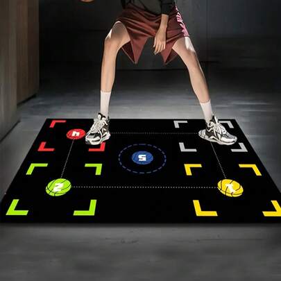 1 pièce Tapis d'entraînement de déplacement au basket-ball, tapis d'aide à la manipulation de la balle d'intérieur insonorisé, tapis de caoutchouc antidérapant pour l'exercice de fitness