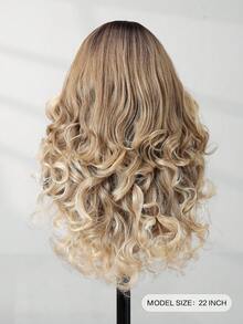 万圣节服装假发（多色/黑色）13X6 蕾丝前假发，蓬松婴儿头发，发量更明显，日本进口合成纤维，22 英寸波浪发，合成纤维耐热假发弹力网帽，适合所有人日常聚会，高品质女士自然美丽合成柔软假纤维头发