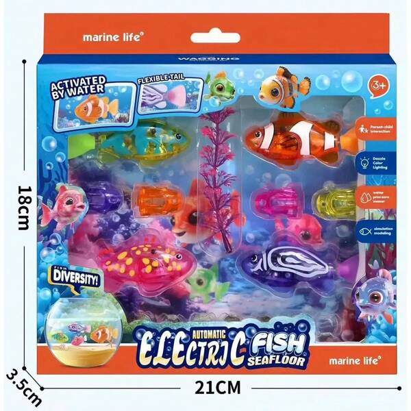 Elektronisches Haustier Spielzeug Fisch, Automatisch bewegter Fischspielzeug, wasserdichter LED blinkender elektronischer Fisch mit Beschleunigungs- und Verzögerungsfunktion, realistisch wackelnder Fischschwanz (zufällige Fischfarbe)