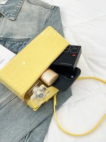 Women's Fashion Square Tote Bag, Elegant Crossbody Handbag With Phone Compartment, Black - Black - View 7