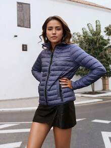 Women's Winter Coats Puffer Jacket Thicken Quilted Hooded Outerwear - Blue - View 1