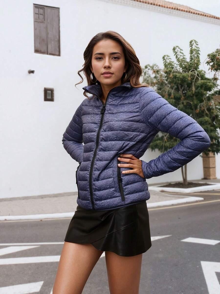 Women's Winter Coats Puffer Jacket Thicken Quilted Hooded Outerwear - Blue - View 1