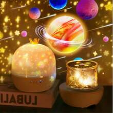 21个月亮星星投影仪，USB供电，便携式星光投影灯，可爱独角兽氛围灯，圣诞节、万圣节、情人节、生日礼物装饰灯