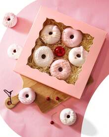 20pcs - Paper Bread Box With Window, White, Black, Pink And Wood Color, Food Safe Gift Container - Perfect For Packing Macarons, Chocolate Sandwiches, Desserts, Candies, Wedding Party Packaging Boxes, Summer Party Packaging Boxes, Family Parties, Gift Packaging Boxes, Dessert Packaging Boxes - 粉色 - 查看 2