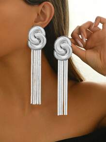 1 Pair New Creative Snail Tasseled Acrylic Dangle Earrings, Elegant & Versatile For Daily Wear