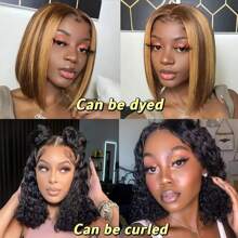 Bob Wig Human Hair Pre Plucked 13x4 Frontal Lace Wig 12inch Black Bob Wig For Women 180% Density Straight Short Bob Lace Front Wigs Human Hair With Baby Hair Daily Use Beach Hair Style