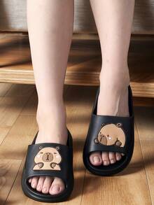 新款 DIY 水豚水田鼠，夏季热销时尚百搭男士拖鞋，EVA 材质浴室防滑透气穿孔防臭，柔软厚底舒适抗菌足部保护，适合室内/室外海滩，男女通用设计 - 查看 2