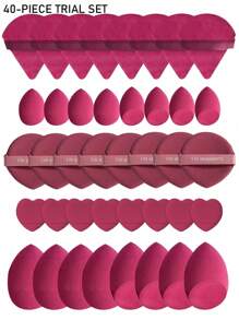 50/40/30/20/10/5pcs Makeup Kit, Including: 10 Pieces Of Liquid Makeup Sponge+10 Pieces Of Mini Liquid Makeup Sponge+10 Pieces Of Triangular Powder Puff For Loose Powder And Makeup Set+10 Pieces Of Air Cushion Powder Puff For Facial Makeup+10 Pieces Of Mini Air Cushion Powder Puff For Facial Concealer Makeup Cream And Foundation Cream Mixed Beauty Sponge