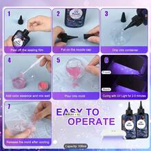 UV Resin Jewelry Making Kit, 300g Crystal Clear Resin With Light And Molds, DIY Jewelry Making Kit, Resina Starter Kit For Keychain And Earring - Màu tím - Xem 8