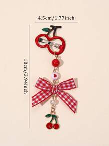 2 piezas Pinzas para el cabello con lazo estilo Y2K con diseño de cerezas y fresas para niñas, pasador de cabello con cinta a cuadros rojos retro, accesorios kawaii para el cabello con diseño floral y de frutas, para fiesta de San Valentín, Navidad, primavera y verano, festivales