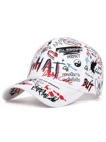 1 pezzo Cappellino da baseball stile graffiti streetwear hip hop, cappello personalizzato per protezione dal sole, adatto per tutte le stagioni